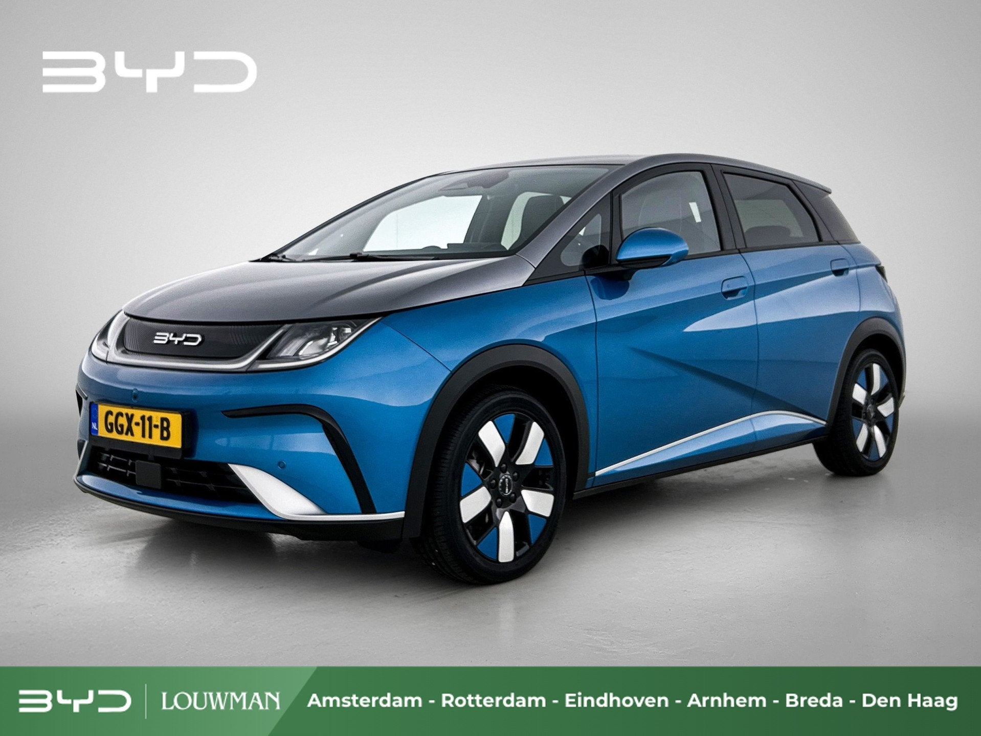 BYD Dolphin Design 60.4 kWh | Panorama dak | V2L | Eerste ei, Auto's, Dolphin, Gebruikt, Zwart, Blauw