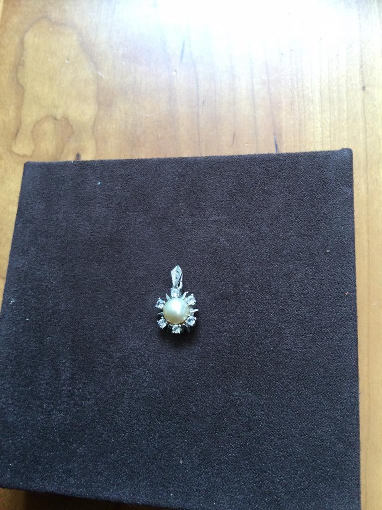 Zilveren hanger met zirconia en parel (925), Sieraden, Tassen en Uiterlijk, Kettinghangers, Ophalen of Verzenden, Zo goed als nieuw
