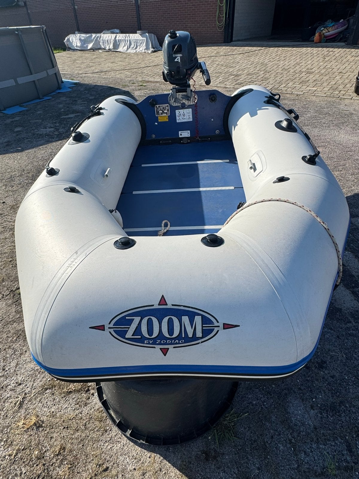 Zodiac Zoom 260 S met Yamaha 4pk buitenboordmotor, Watersport en Boten, Rubberboten, Ophalen, Zodiac, Hout, Gebruikt