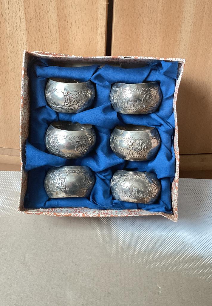 6 zilveren servetten ringen zilver, Ophalen of Verzenden, Zilver