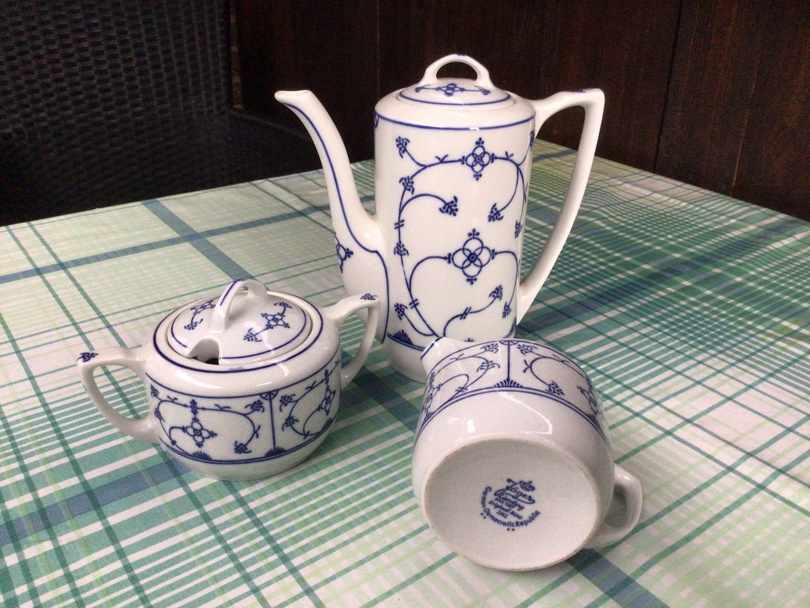 Koffie pot en suiker  pot en melkkan Saks blauw, Ophalen