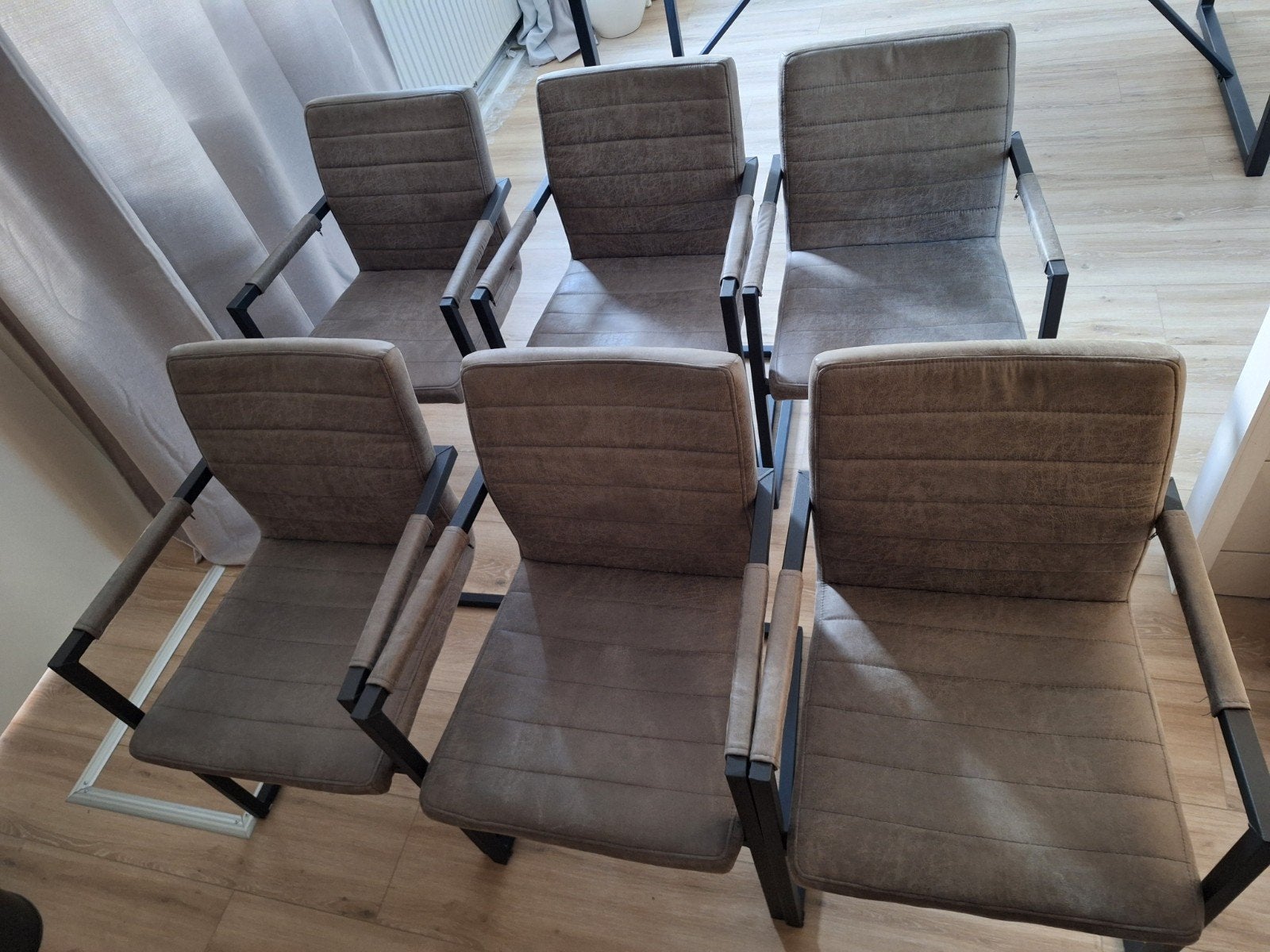 6 grijze eetkamerstoelen, Ophalen, Gebruikt, Grijs, Vijf, Zes of meer stoelen