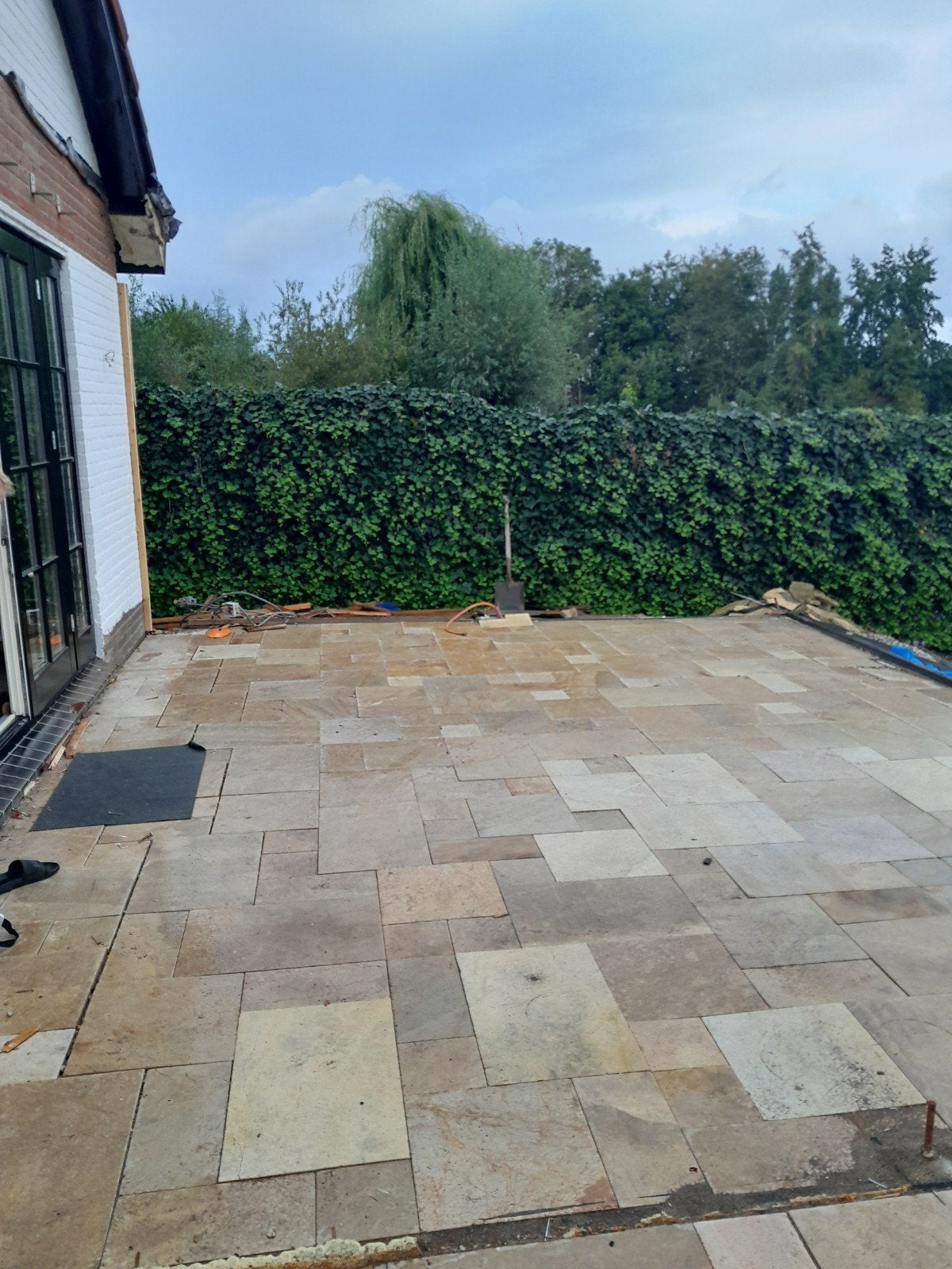 Terrastegels van natuursteen - Diverse maten. ongeveer 25 m2, Ophalen, Gebruikt, Terrastegels, Natuursteen