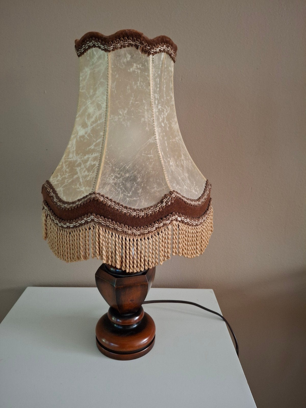Vintage schemerlamp met franjes kap, Ophalen of Verzenden