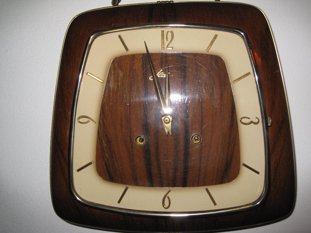 Vintage / Wandklok 60er jaren / loopt goed / Retro, Ophalen of Verzenden, Gebruikt, Wandklok