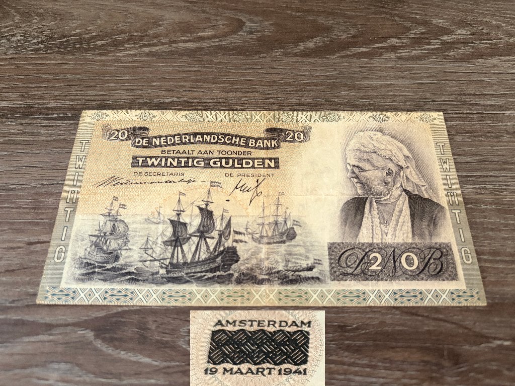Zeldzaam overdruk biljet 20 gulden Emma, 1941, Ophalen of Verzenden, 25 gulden