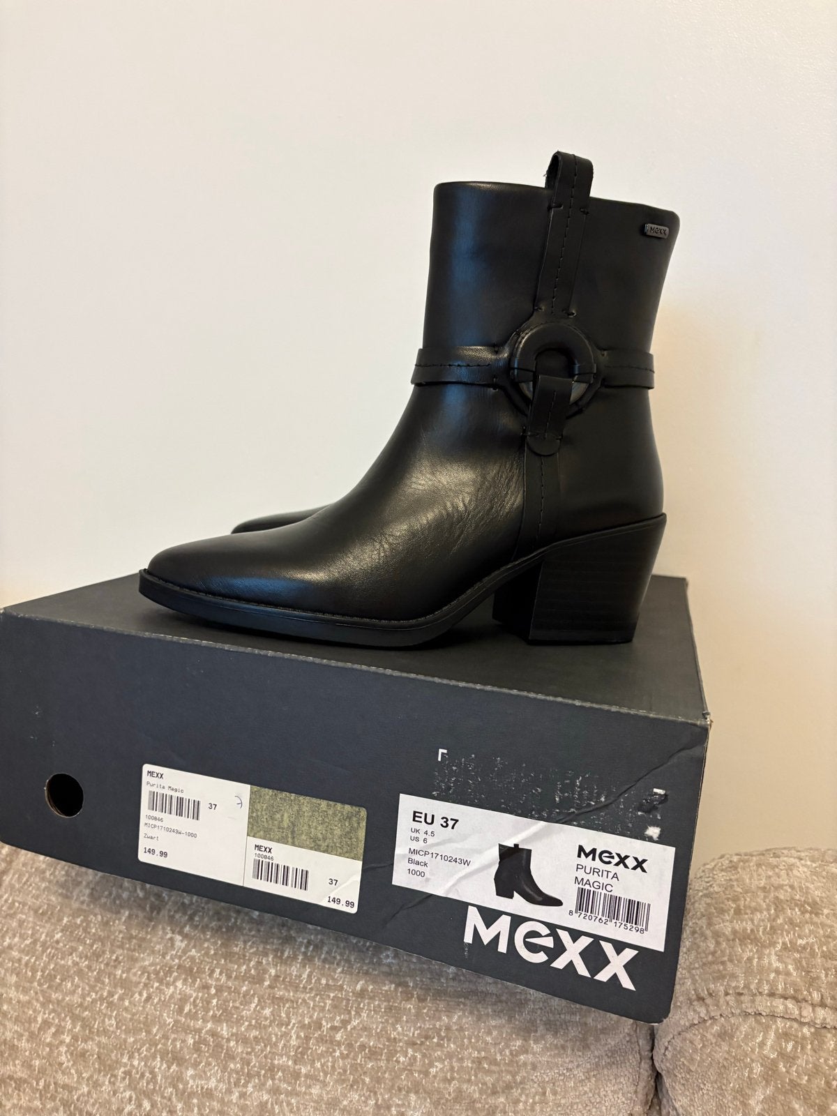 Mexx Purita Magic Enkellaarzen - Zwart, Maat 37, Ophalen of Verzenden, Nieuw, Zwart, Lage of Enkellaarzen