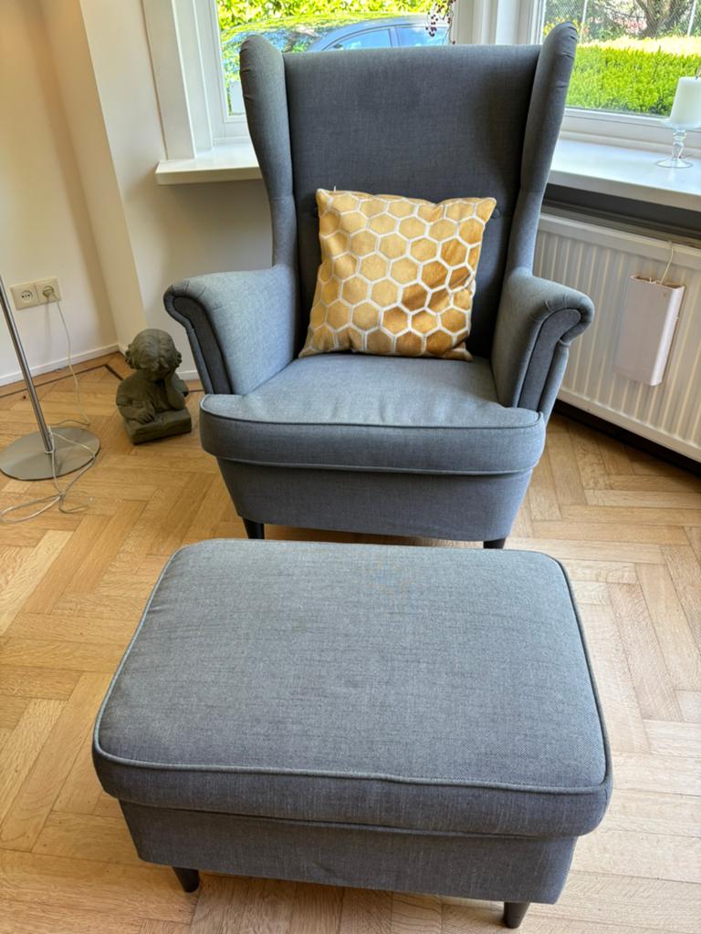Ikea tv stoel met voetenbank, Ophalen, Gebruikt, 75 tot 100 cm, Stof