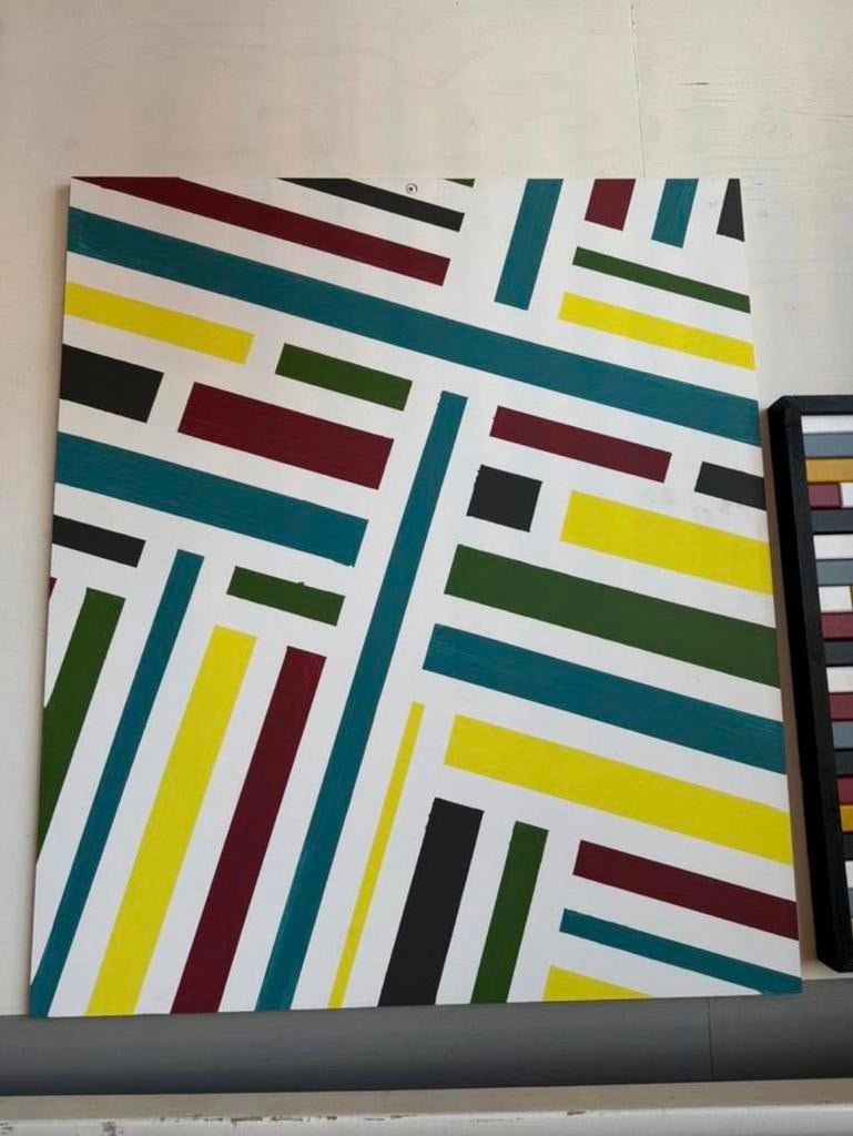 abstract schilderij op houten plaat, Ophalen