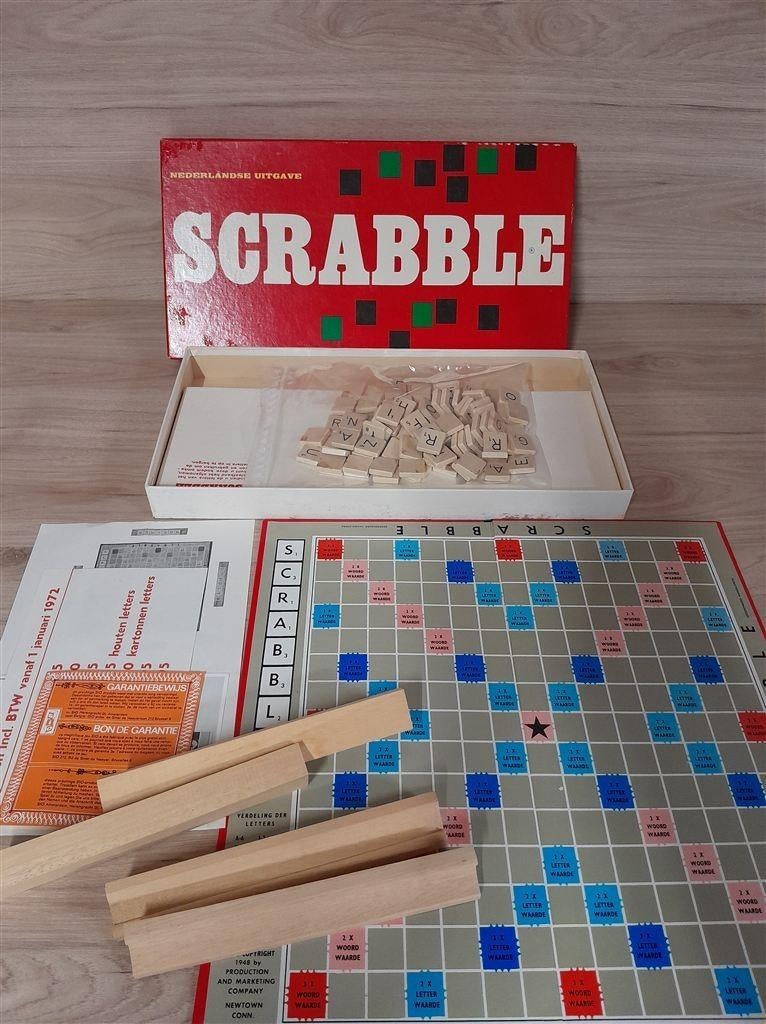 scrabble rode doos houten letters spel [s1242], Verzenden, Zo goed als nieuw