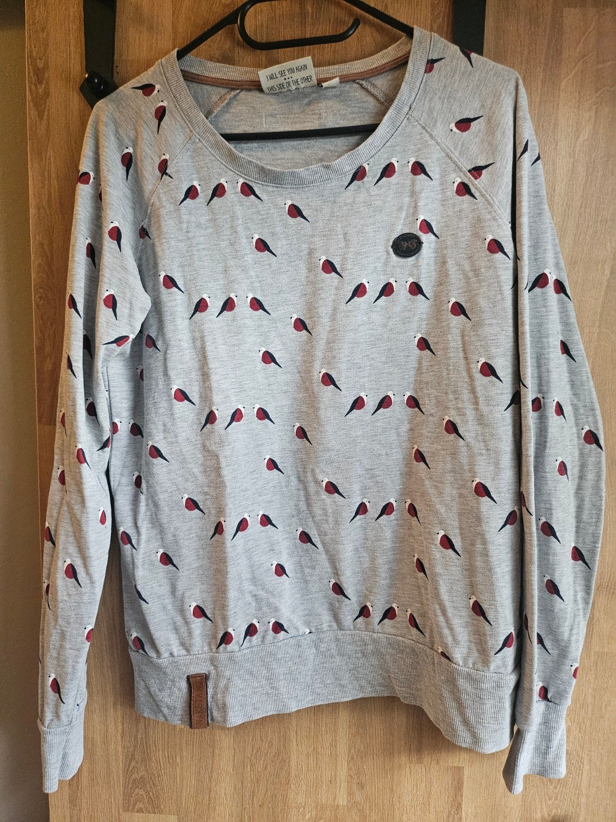 Naketano sweater met vogeltjesprint - Maat L, Kleding | Dames, Maat 42/44 (L), Ophalen of Verzenden, Zo goed als nieuw, Grijs
