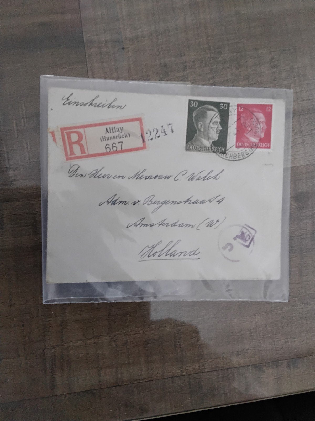 Oude enveloppe met postzegels duitsland, Ophalen