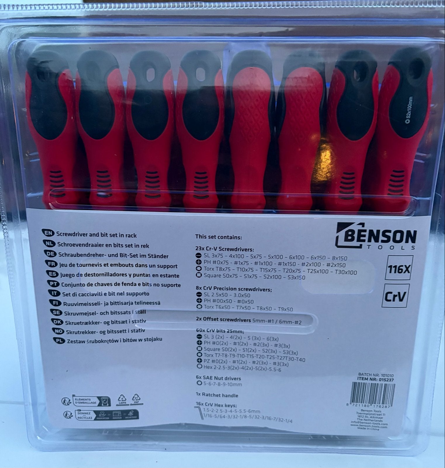 Benson Schroevendraaier & Bit Set 116-delig in Rek, Ophalen of Verzenden, Nieuw, Gereedschapsset, Overige merken