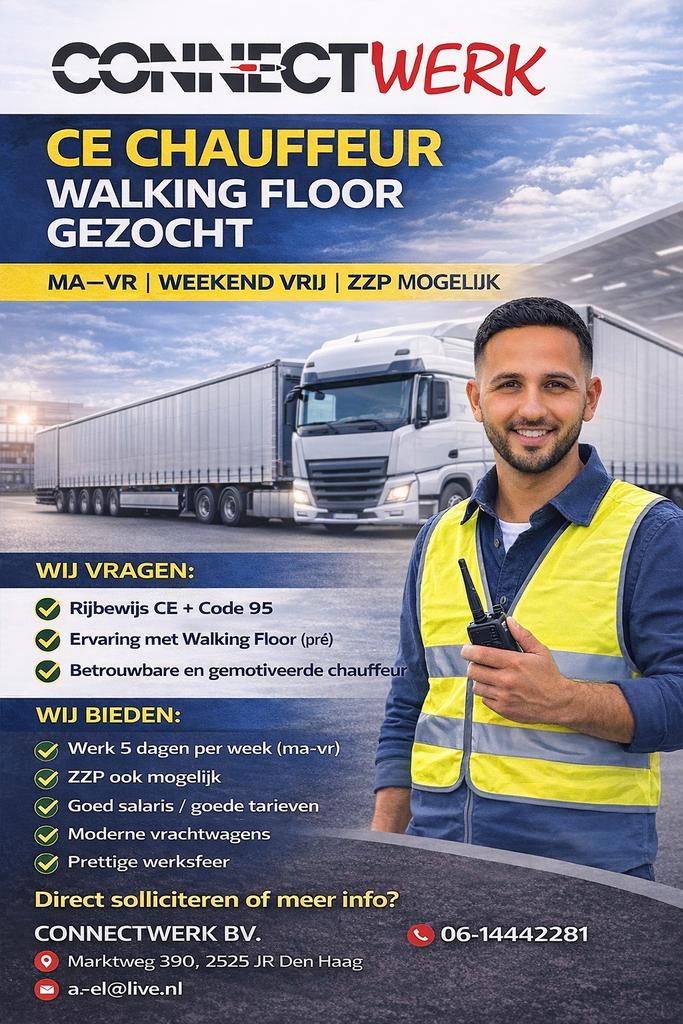 Ce chauffeur gezocht vast 5 dagen, 33 - 40 uur