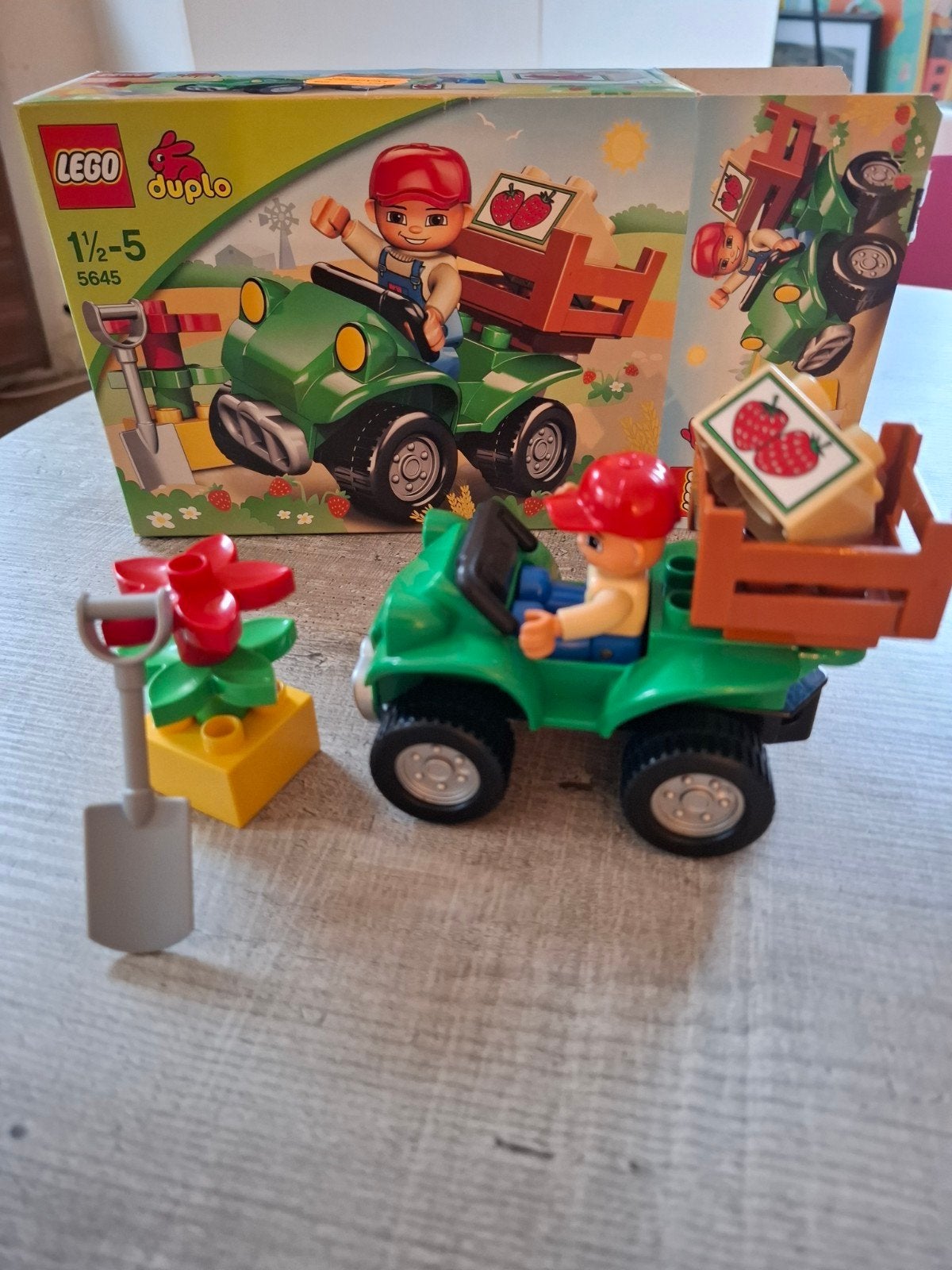 Lego Duplo Boerderij Quad met Boer en Accessoires - Set 5645, Gebruikt, Overige thema's, Compleet, Ophalen of Verzenden