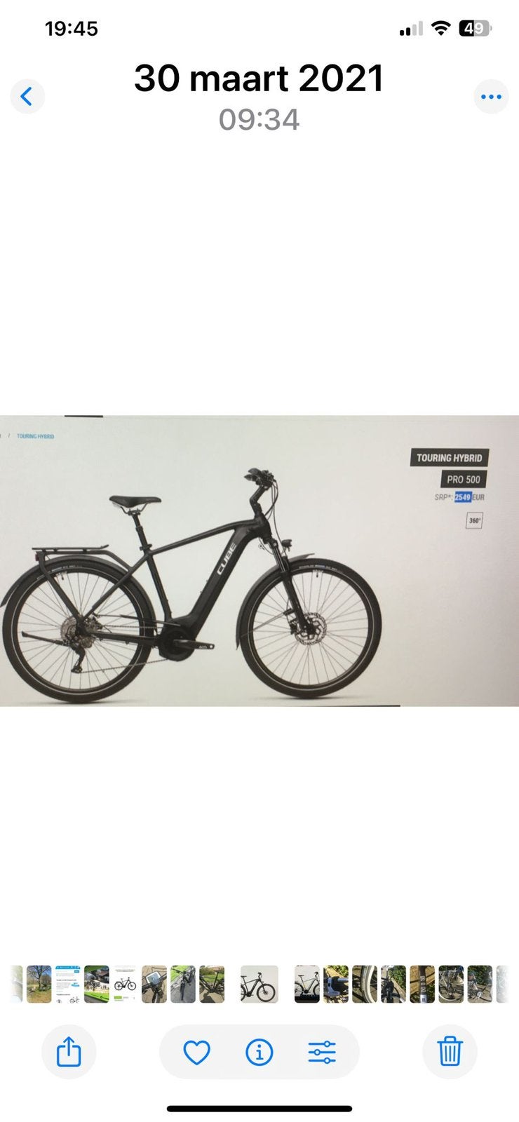 Cube Touring Hybrid 500 zgan, Fietsen en Brommers, Elektrische fietsen, 51 tot 55 cm, Ophalen, Zo goed als nieuw, Cube