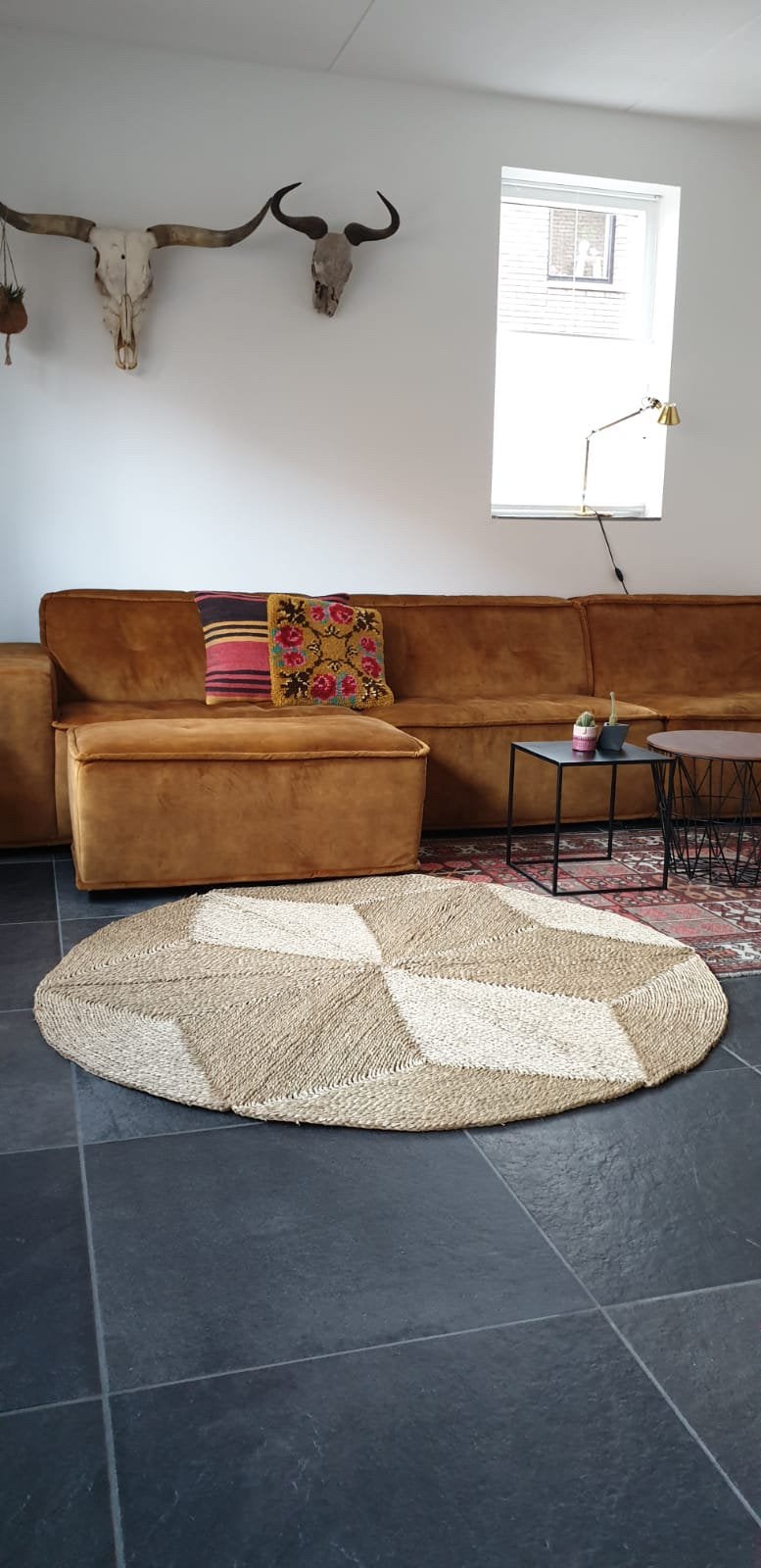 Splinternieuw Sisal vloerkleed 150 cm rond dubbelzijdig €50!, Huis en Inrichting, Beige, Rond, Ophalen of Verzenden, 100 tot 150 cm