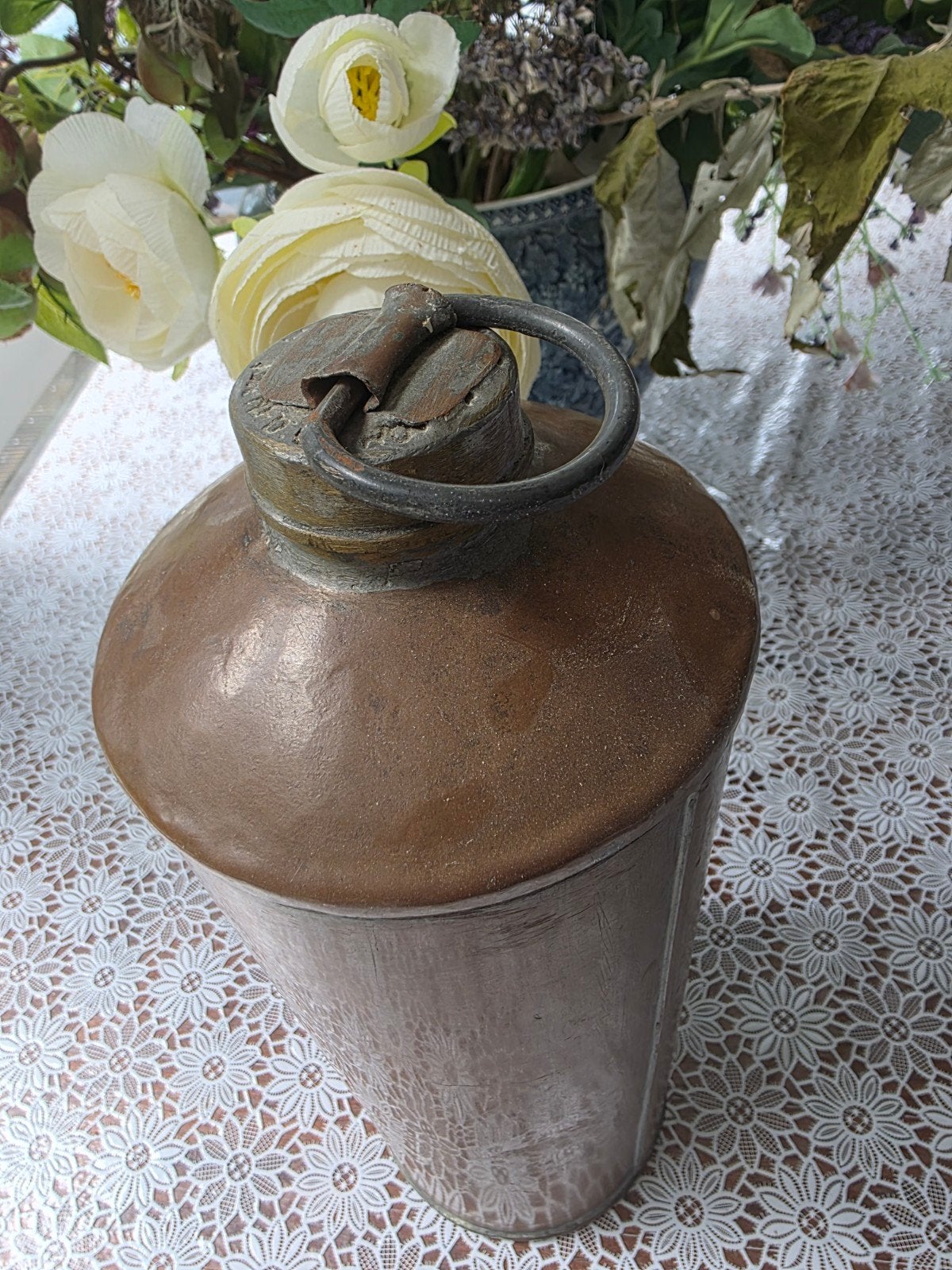Antieke Koperen Fles met Handvat - Decoratief, Antiek en Kunst, Ophalen of Verzenden, Koper