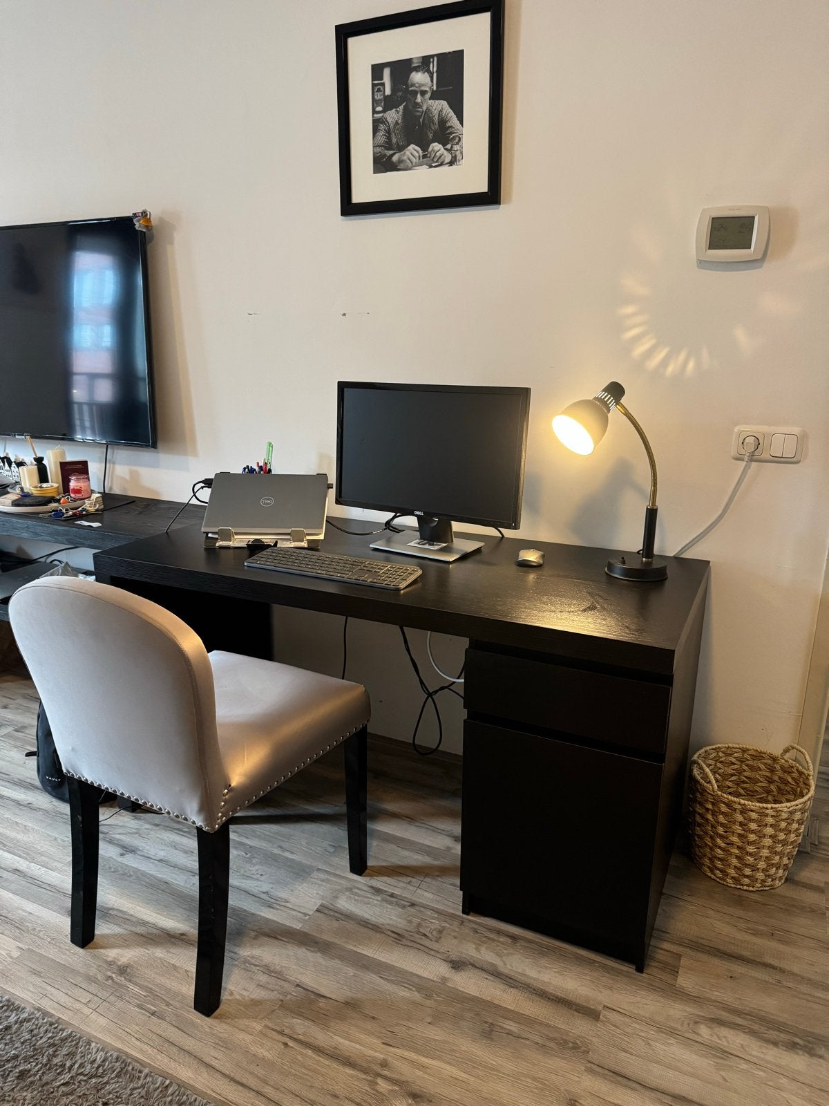 IKEA MALM bureau zwartbruin met lades, Huis en Inrichting, Bureaus, Ophalen, Zwart, Gebruikt, Met lades