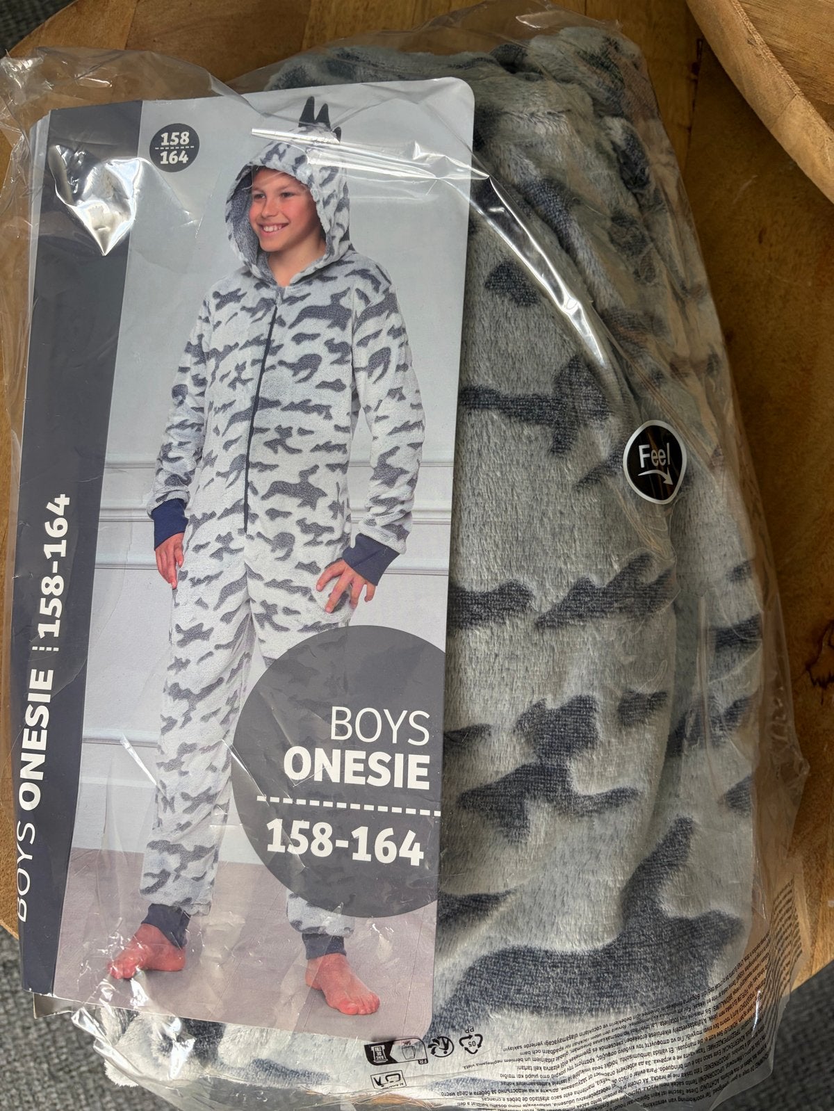 Nieuwe Jongens onesie camouflage grijs maat 158-164, Ophalen of Verzenden, Nieuw, Jongen