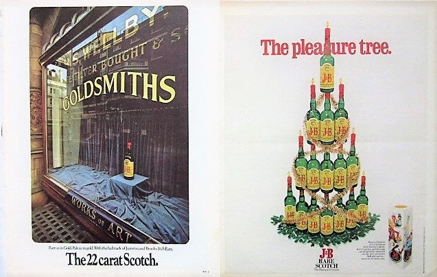 9 vintage advertenties reclames J&B Whiskey 66-92 whisky, Ophalen of Verzenden, Gebruikt, Gebruiksvoorwerp
