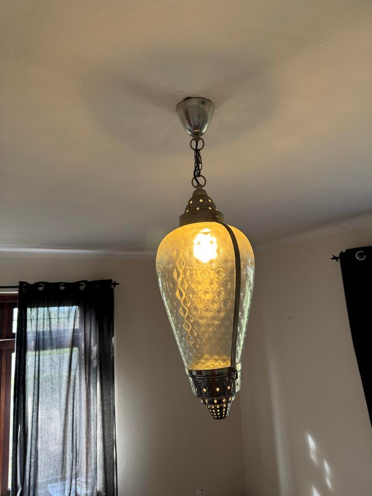 Vintage oosterse Arabische hanglamp, Huis en Inrichting, Lampen | Hanglampen, Ophalen, Glas, Minder dan 50 cm