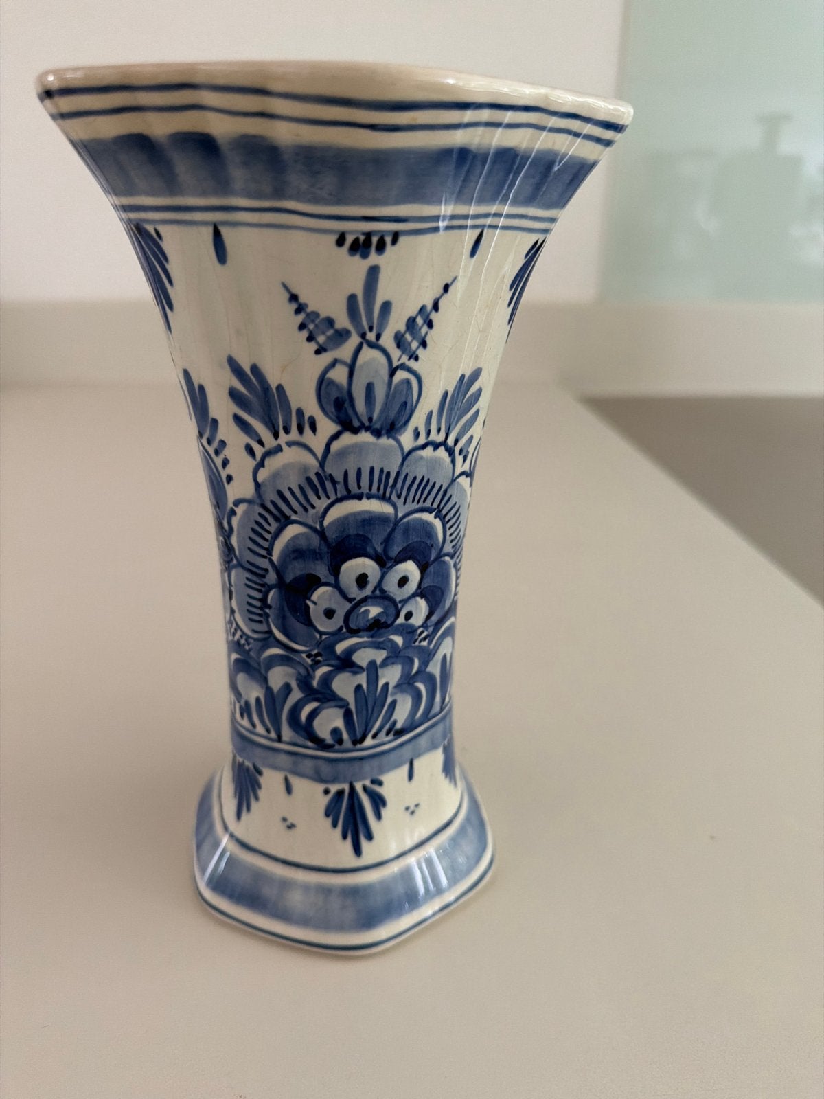 Delfts blauwe vaas, handgeschilderd, Antiek en Kunst, Ophalen