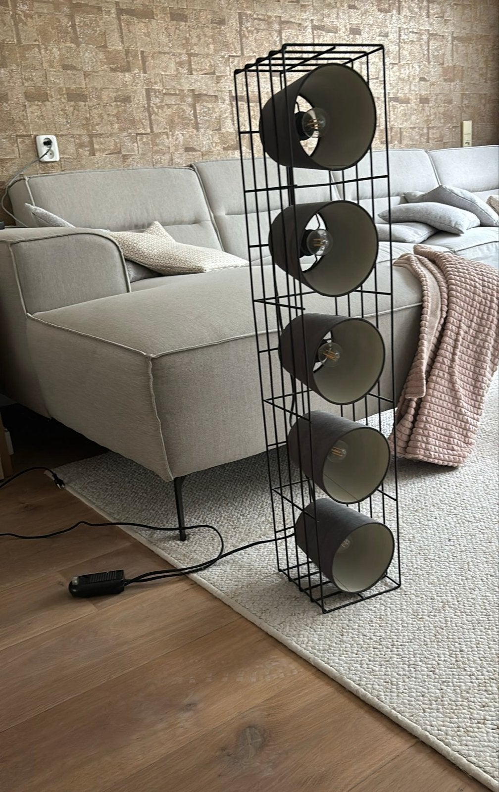 Dimbaar staande lamp met 5 kappen, Huis en Inrichting, Lampen | Vloerlampen, E14 (klein), Ophalen of Verzenden, Minder dan 100 cm