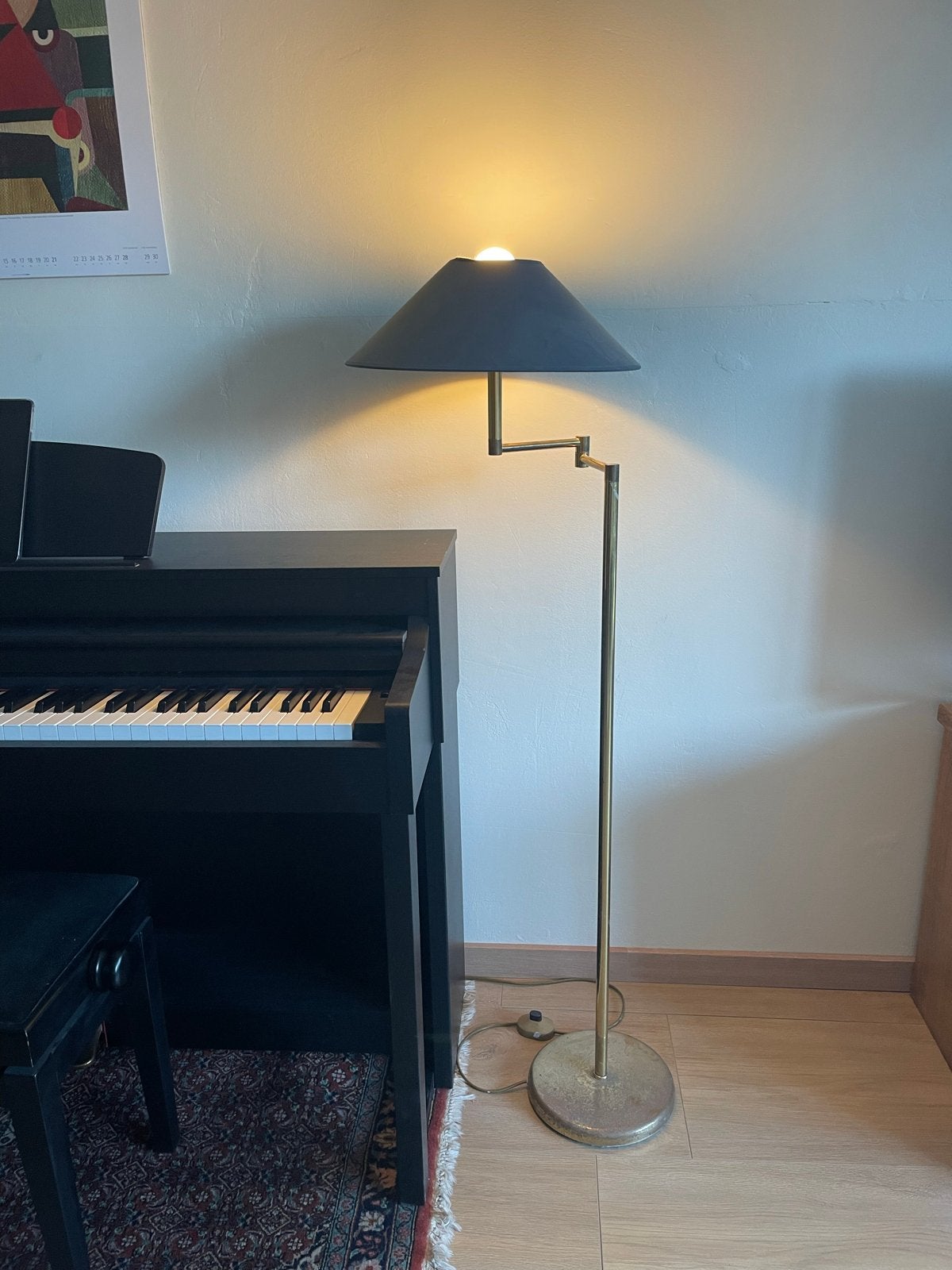 Vintage Mid Century Messing Vloerlamp, Ophalen, Gebruikt, Metaal, 100 tot 150 cm