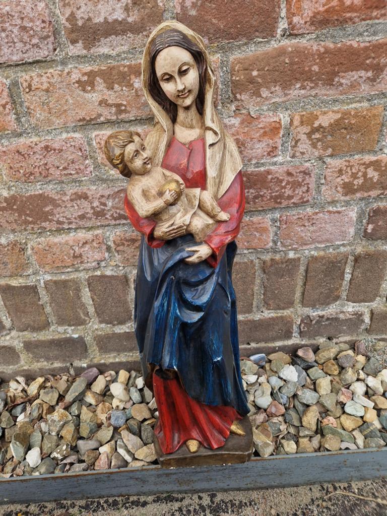 Mariabeeld met kind - Hout - 50 cm, Antiek en Kunst, Antiek | Religie, Ophalen of Verzenden