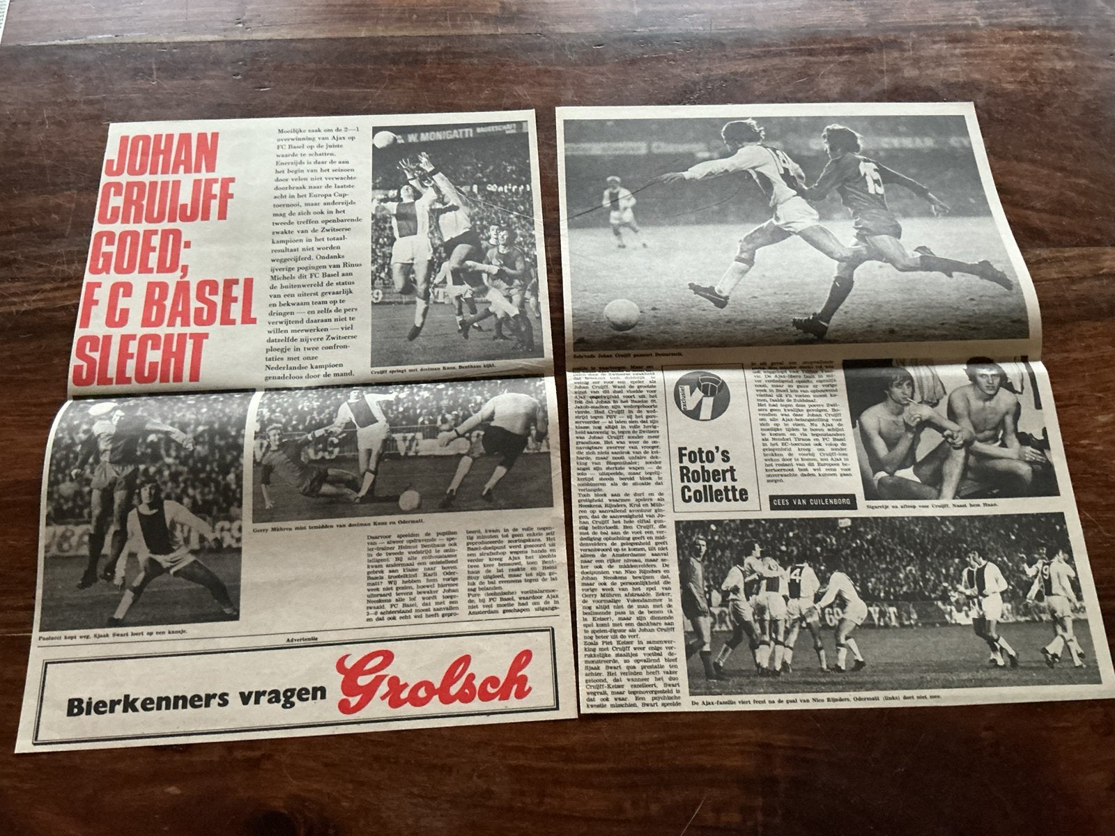Voetbal artikel Ajax Cruijff goed Basel slecht november 1970, Ophalen of Verzenden, Knipsel(s)