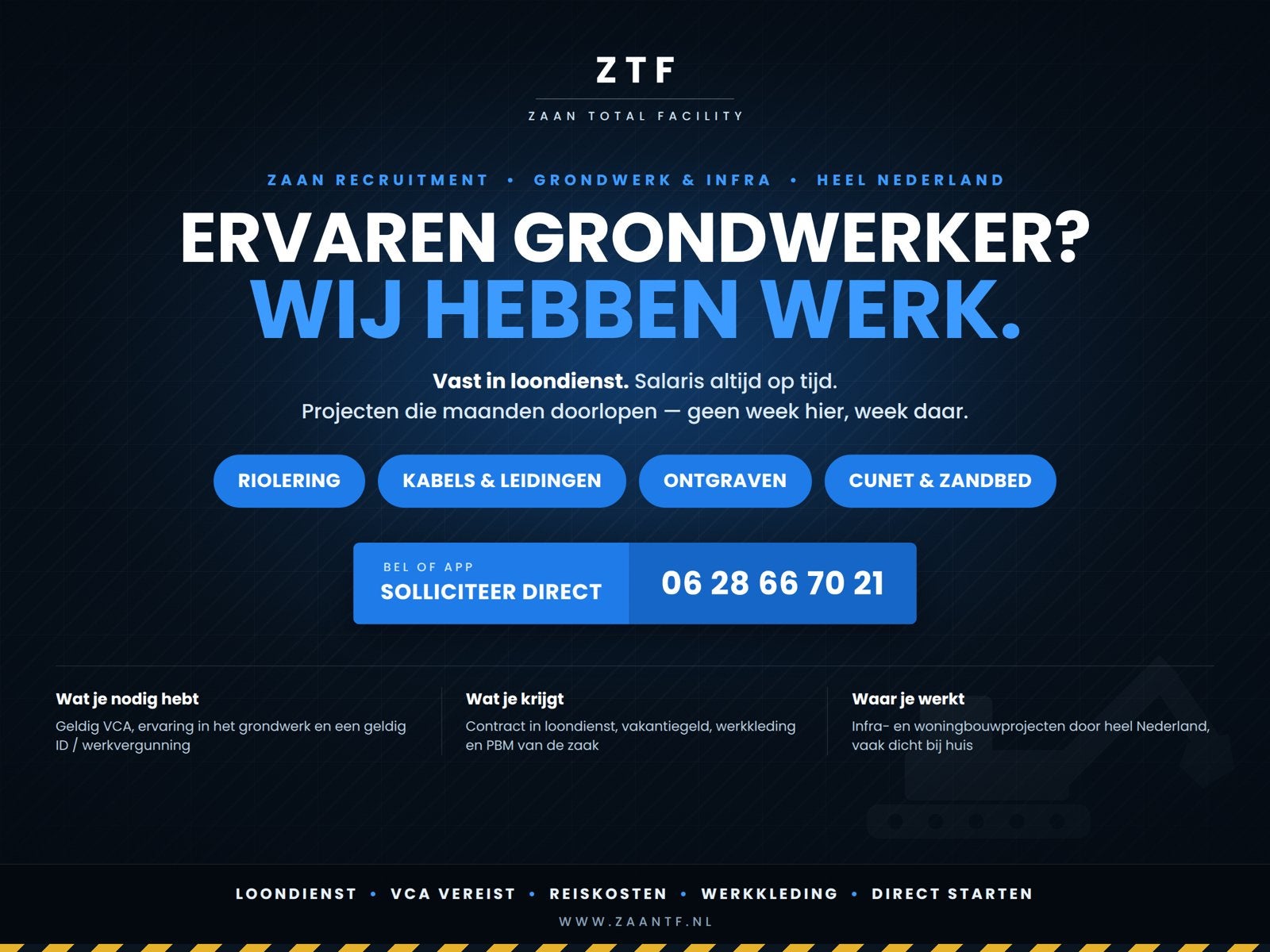 Grondwerker gezocht — vast in loondienst, heel Nederland