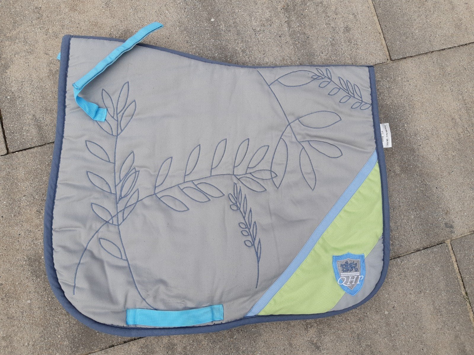 Grijs/blauw/mint dekje van QHP Ibiza, full dressuur z.g.a.n., Full (L), Dressuurdekje, QHP, Ophalen of Verzenden