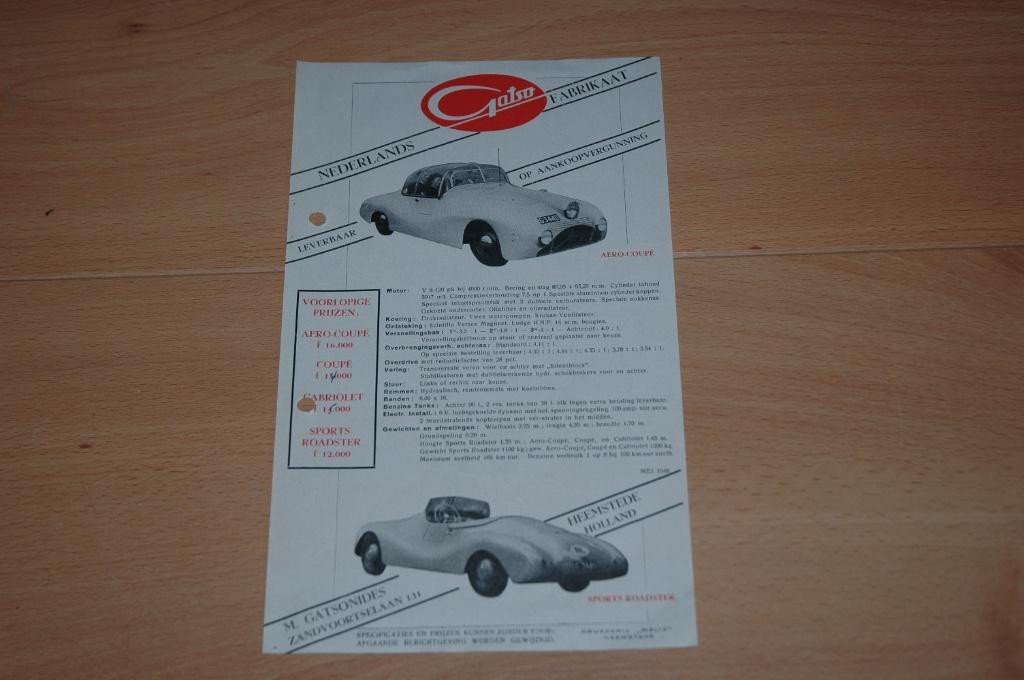 Gatso Aero Coupé en Sports-Roadster - Folder, Gelezen, Overige merken, Gatso, Ophalen of Verzenden