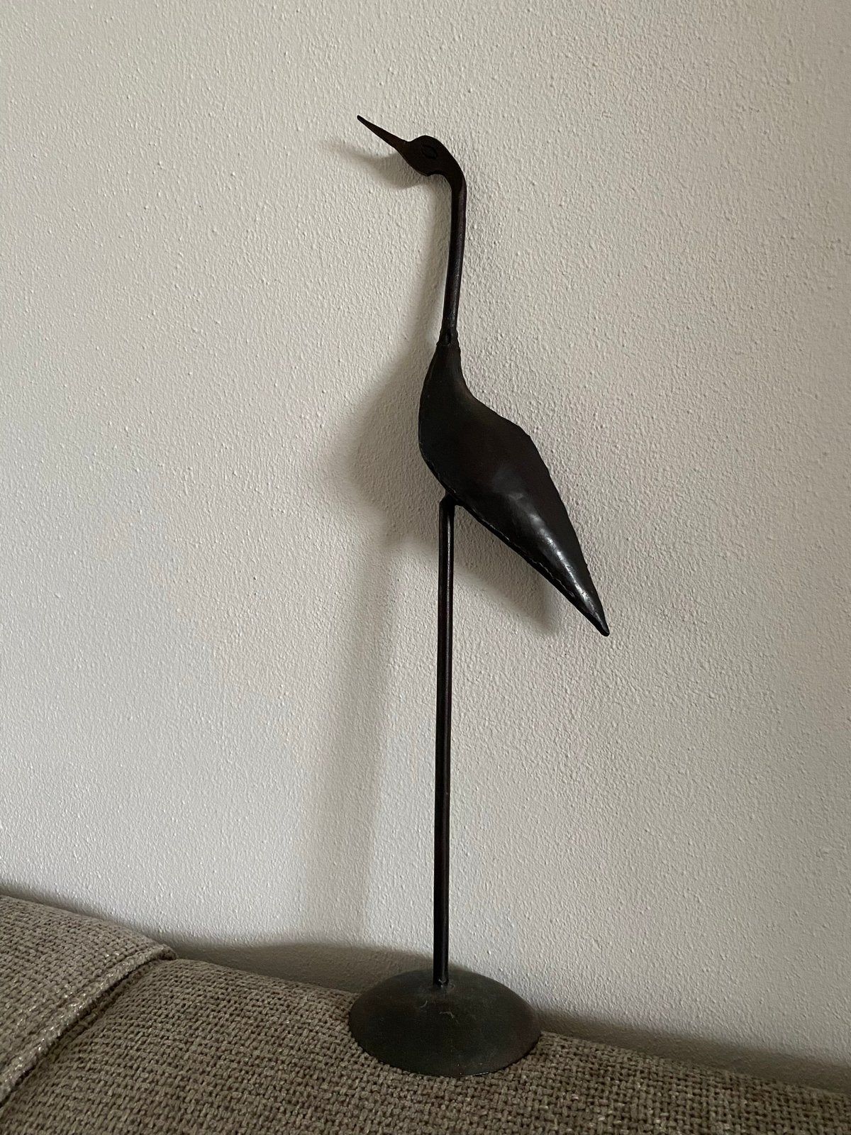 Metalen Reiger Beeld - Zwart, Decoratief vogel 50 cm, Zwart, Ophalen of Verzenden, Zo goed als nieuw, Metaal