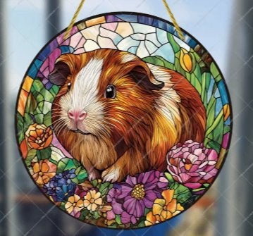 Cavia glas in lood raam of wand hanger - 20 cm, Kinderen en Baby's, Kinderkamer | Inrichting en Decoratie, Overige merken, Verzenden