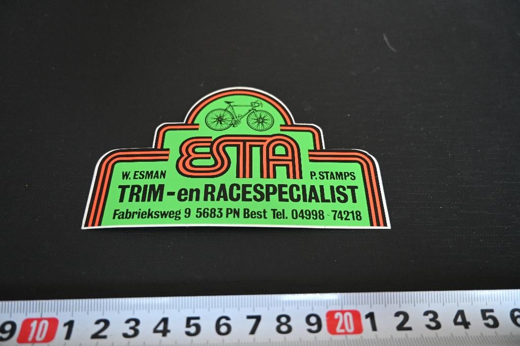 sticker Best ESTA W. Esman P. Stamps Trim- en Racespecialist, Ophalen, Zo goed als nieuw