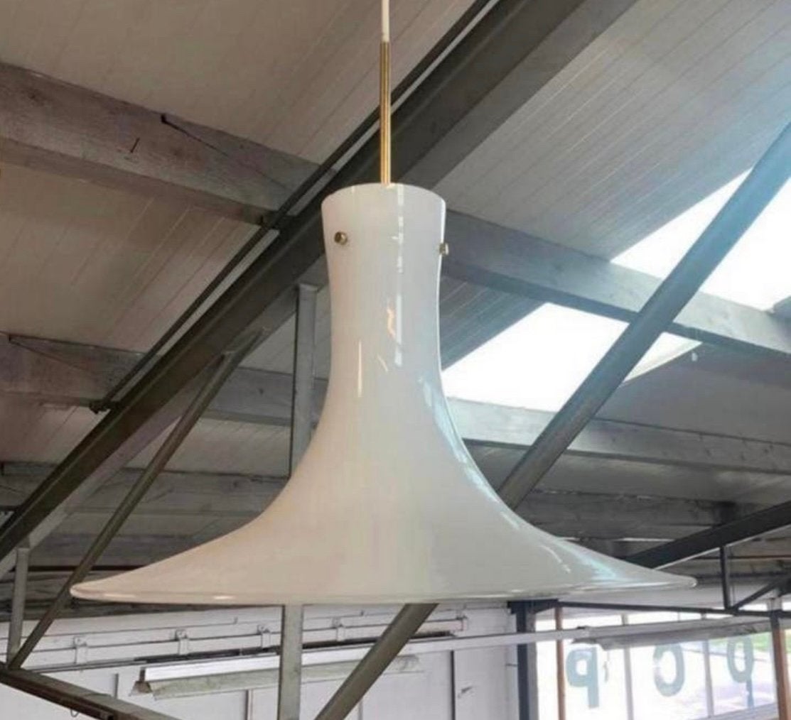 Lamp vintage glazen hanglamp Doria Leuchten jaren 60., Huis en Inrichting, Ophalen of Verzenden