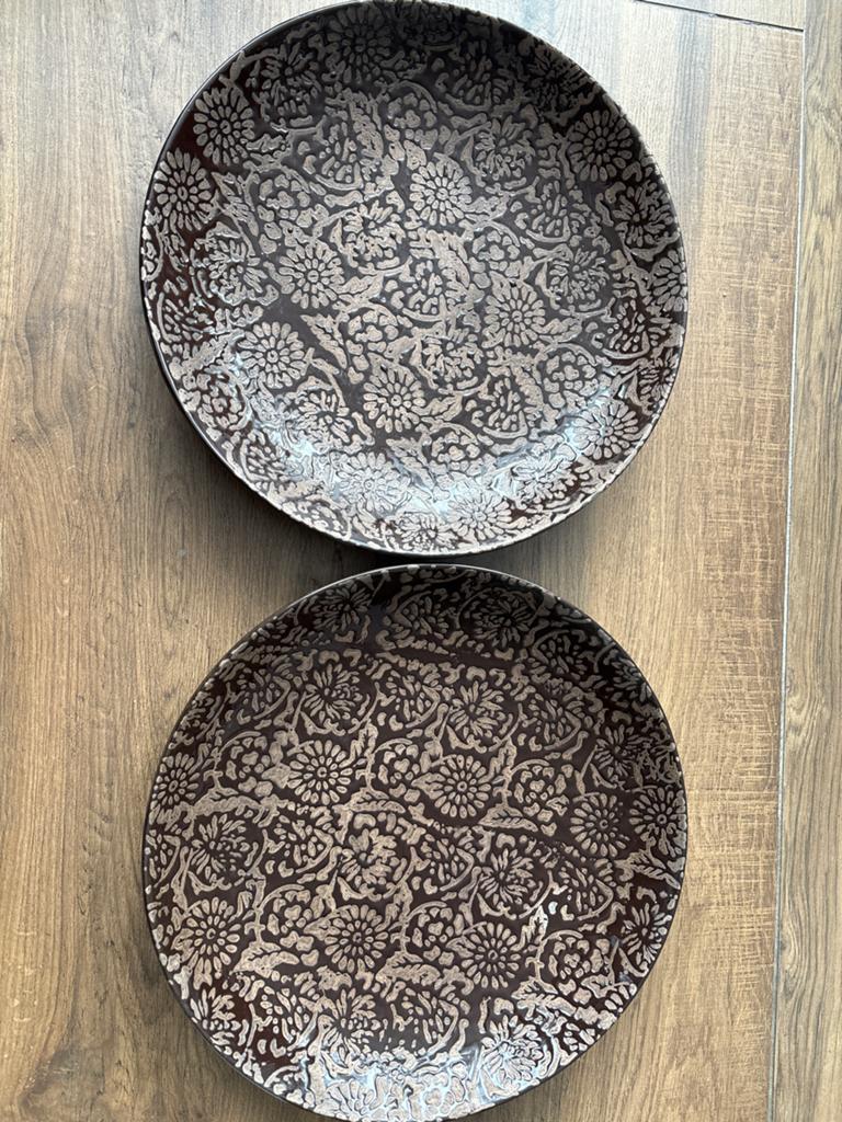 Set van 2 decoratieve schalen met bloemenpatroon, Ophalen, Overige materialen, Gebruikt, Schaal