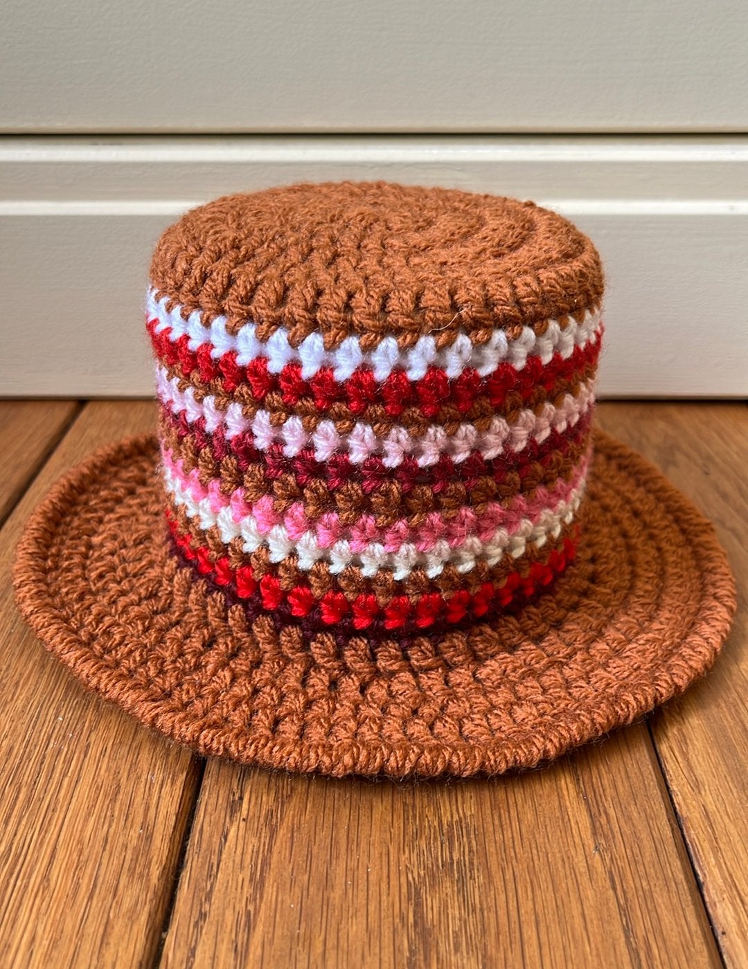 Western Toiletrolhoedje bruin roze hoedenplank hoedje, Ophalen of Verzenden