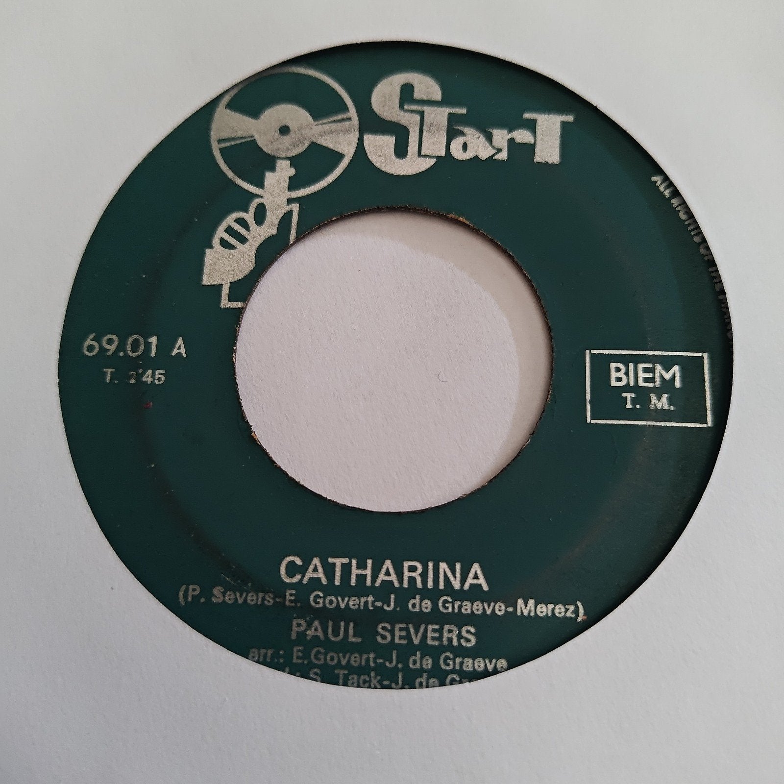 Paul Severs - Catharina - Vinyl Single (Start 69.01 A), Gebruikt, Originele persing, 7 inch, Ophalen of Verzenden