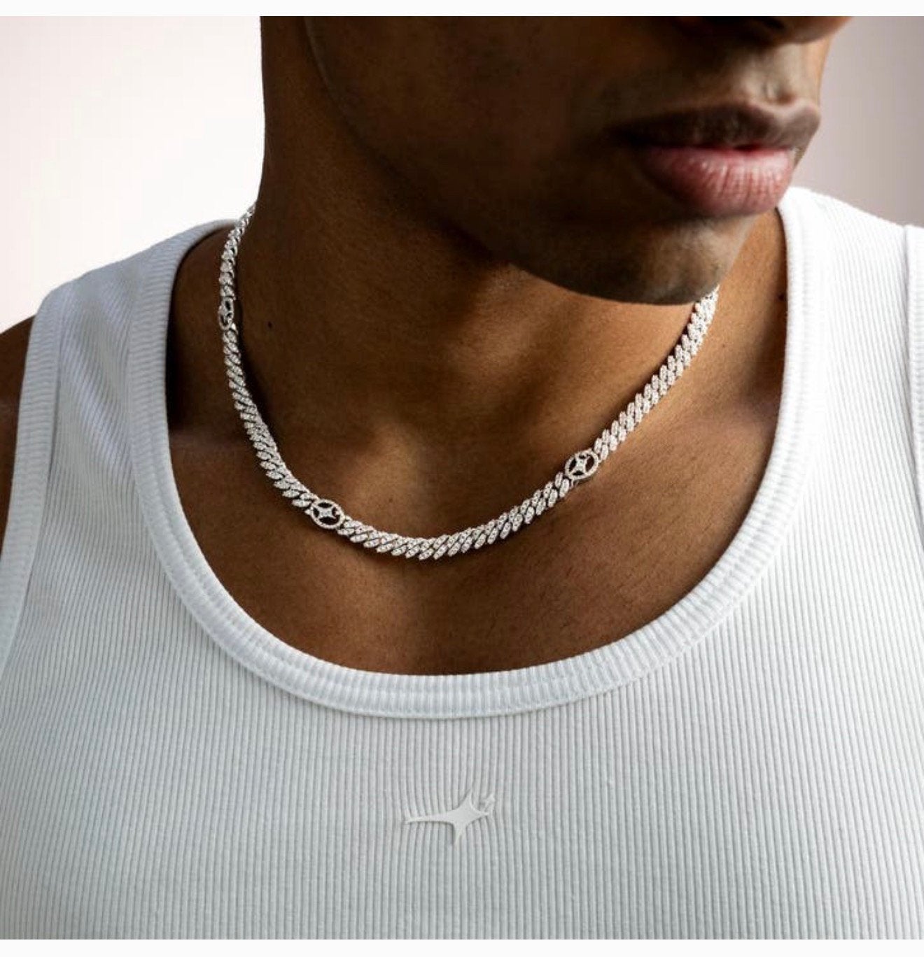 925 zilver verguld Iced Cuban link heren ketting 5 mm nieuw, Sieraden, Tassen en Uiterlijk, Nieuw, H, H, Zilver