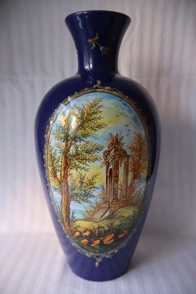 Antiek Angelo Minghetti Italie monumentale majolica vaas, Ophalen of Verzenden