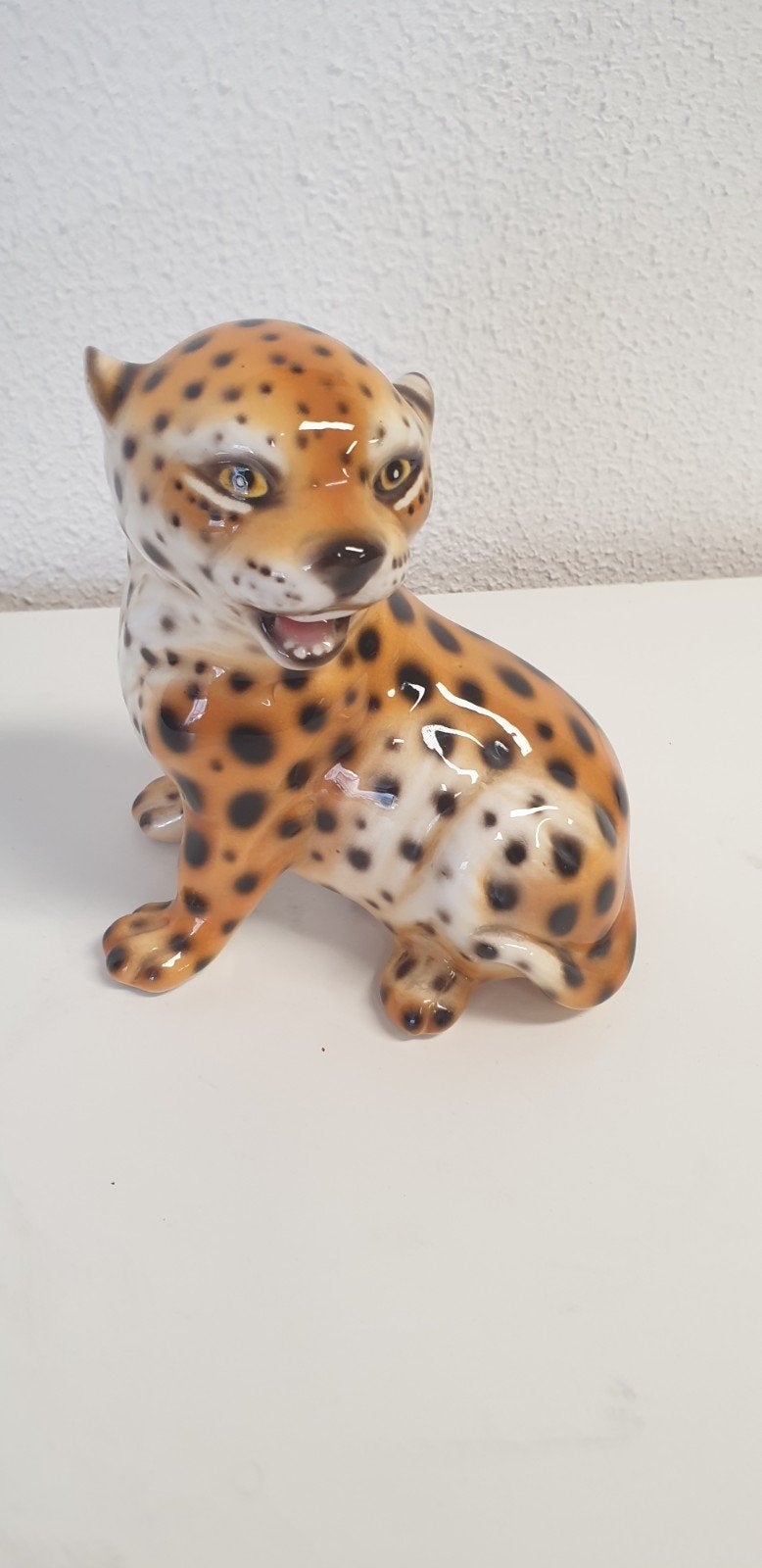 Vintage Keramieken Luipaard Beeldje - 15cm, Verzamelen, Beelden en Beeldjes, Ophalen of Verzenden