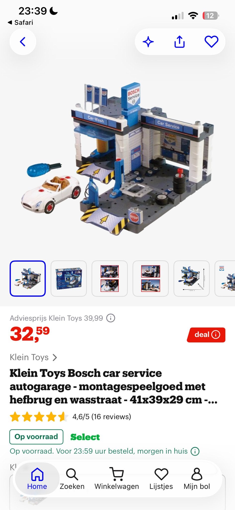 Klein Toys Bosch Car Service Autogarage met Heffbrug, Ophalen, Zo goed als nieuw, Jongen of Meisje