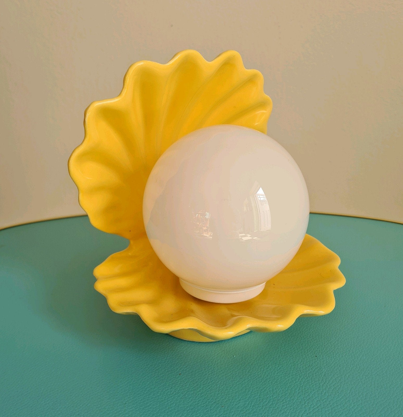 Vintage retro taffellamp lamp schelpenlamp schelp keramiek, Ophalen of Verzenden, Huis en Inrichting