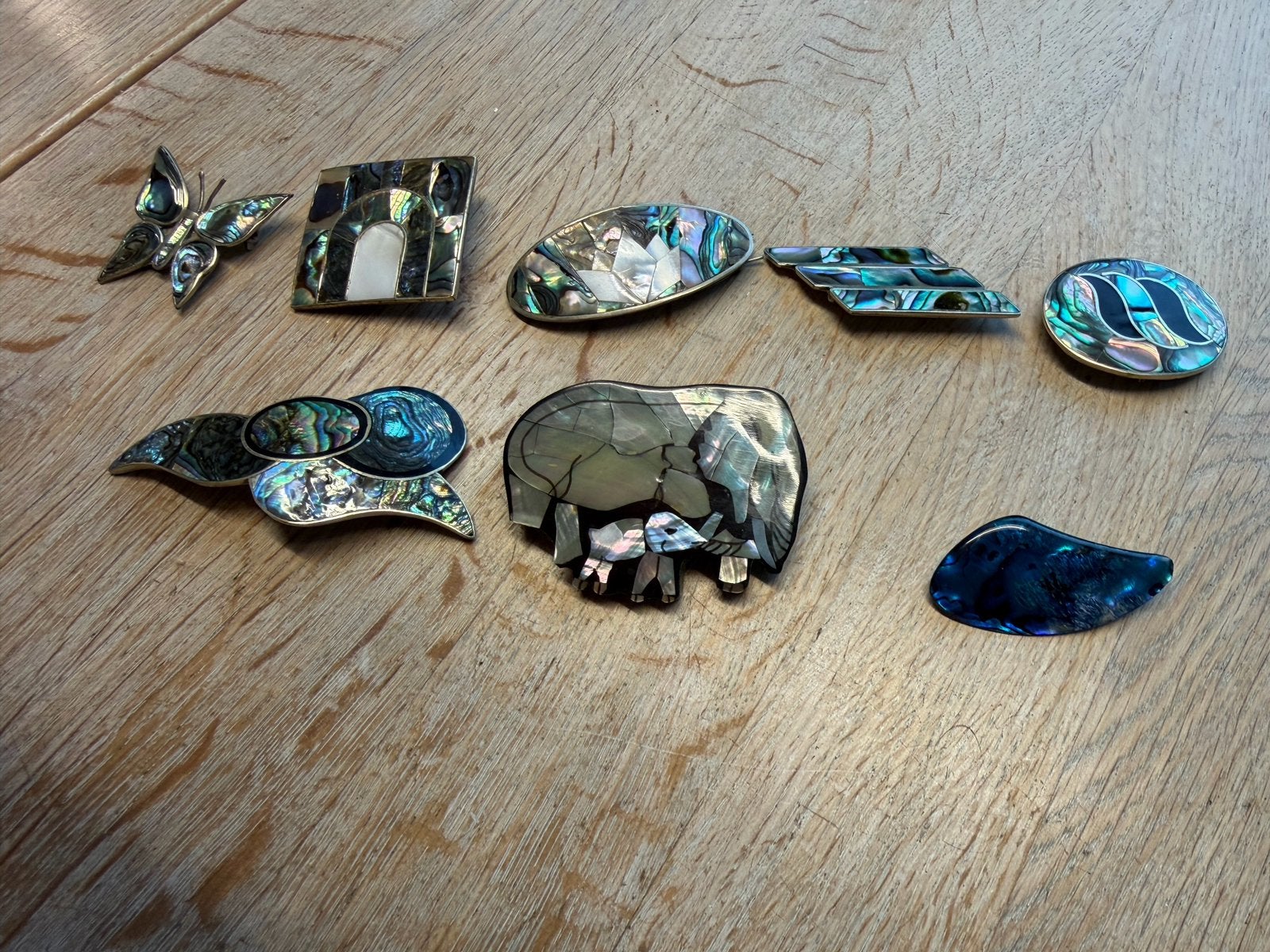 Vintage abalone schelp broches, Verzenden, Zo goed als nieuw, Zilver, Overige materialen