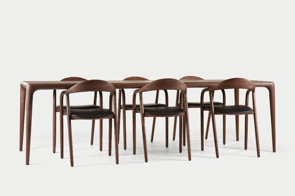Artisan Latus eettafel met zes Neva stoelen, Ophalen, 50 tot 100 cm, Vijf personen of meer, Rechthoekig