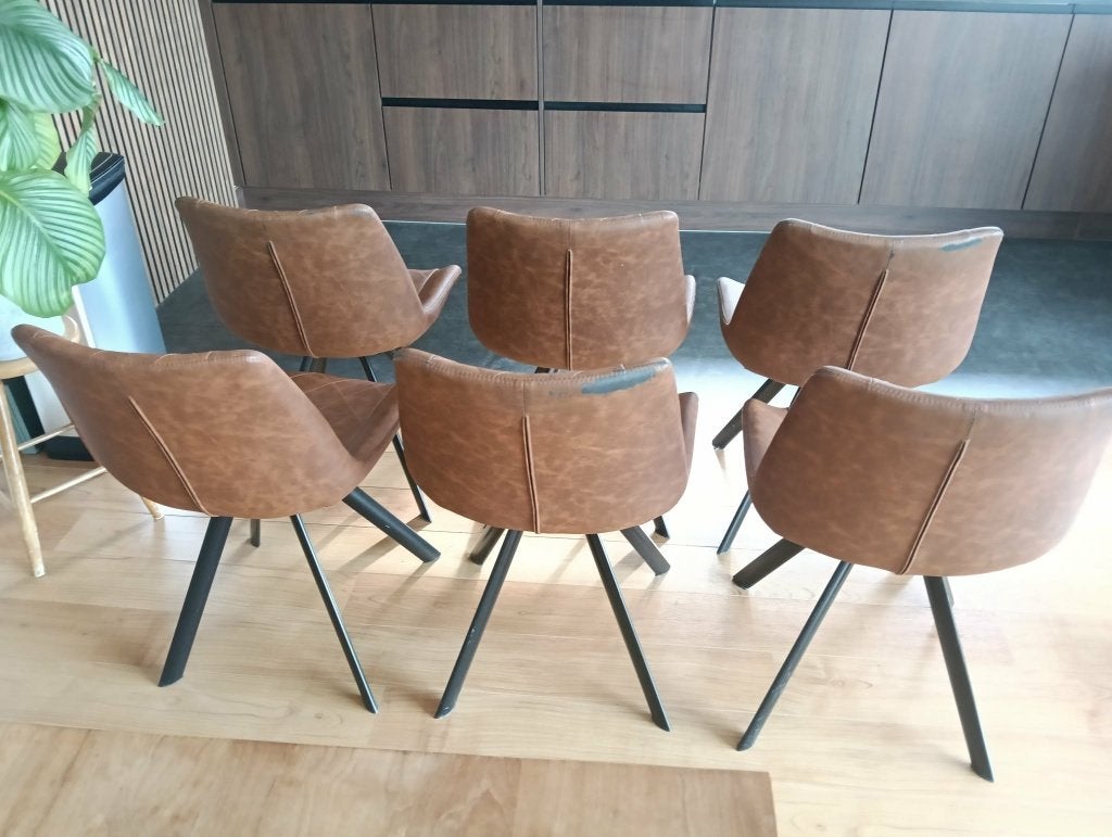 6 Keukenstoelen eetkamerstoelen cognac, Huis en Inrichting, Stoelen, Ophalen, Gebruikt, Bruin, Vijf, Zes of meer stoelen