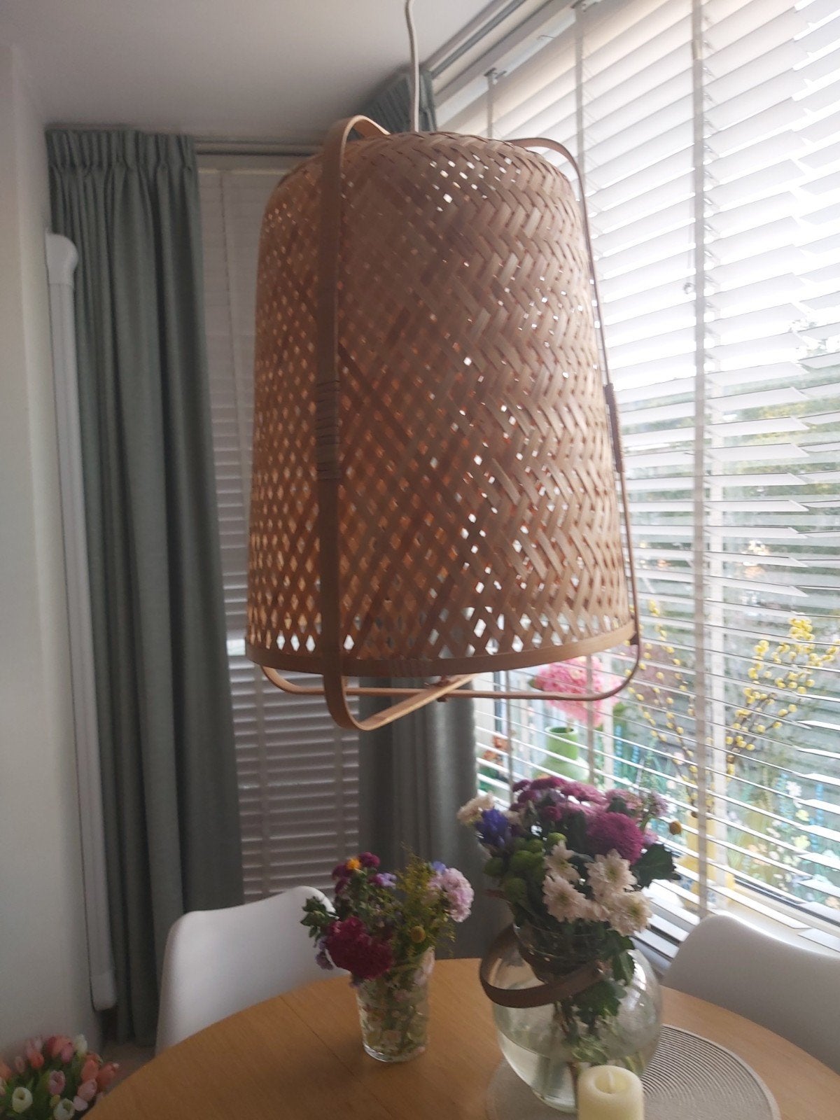 Rotan hanglamp - Natuurlijke bamboe look, Huis en Inrichting, Ophalen, Zo goed als nieuw, Natuurlijk materiaal, Boho, Scandinavisch, Natuurlijk